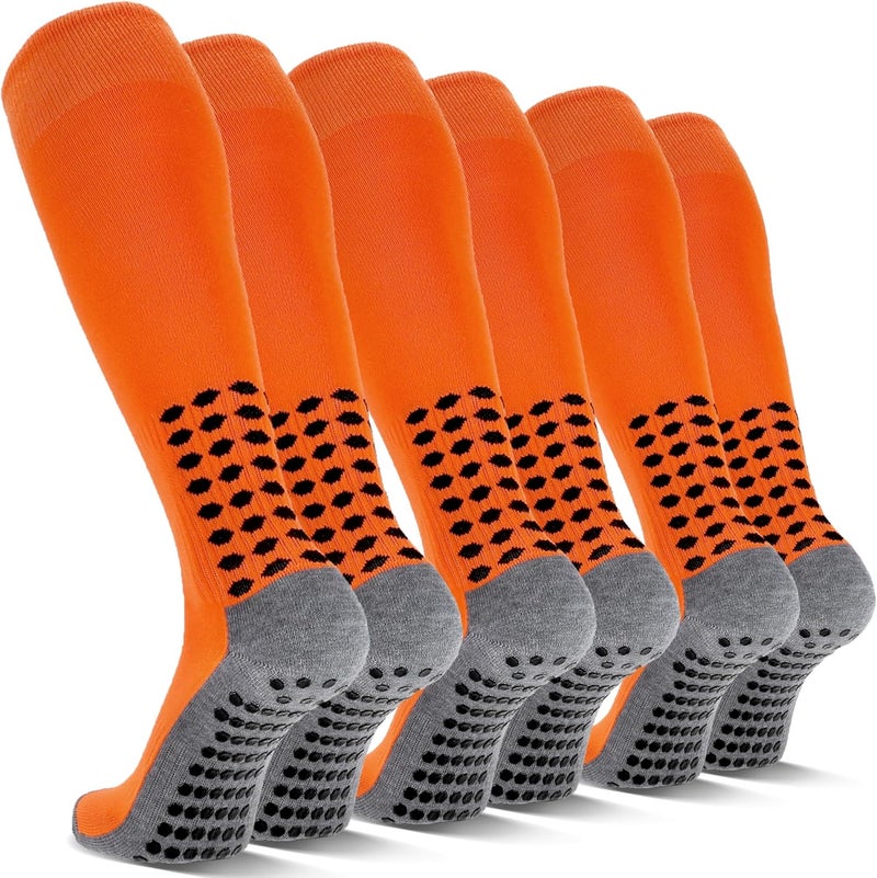 Regilt 3 Pairs Grip Soccer Socks Men Cushioned Non Slip Football Basketball Sports Socks Knee High Long Socks - Image 1